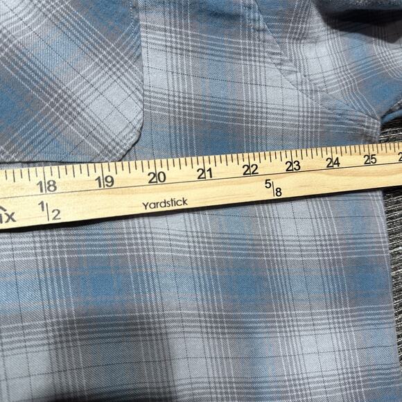 Travis Mathew Flannel Button Up Shirt Men's 2XL Blue Gray Plaid Long Sleeve - Picture 10 of 13